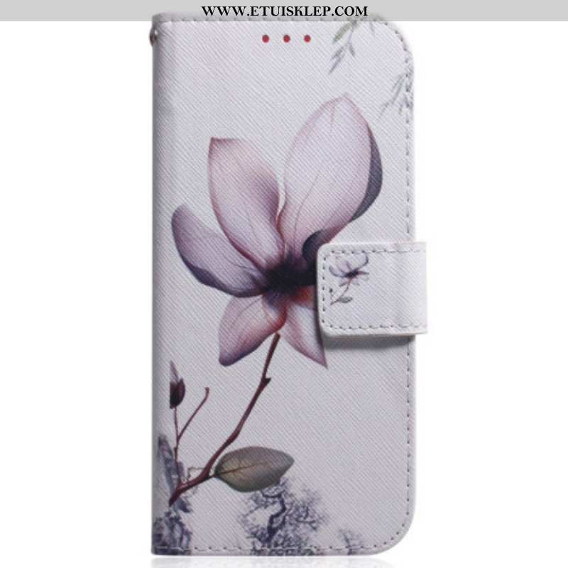 Etui Folio do Samsung Galaxy A54 5G z Łańcuch Kwiat Na Ramiączkach W Stylu Vintage